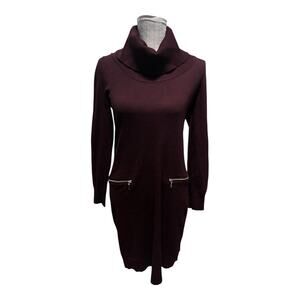 New York & Company Maroon Sweater Turtleneck Dress Size XS